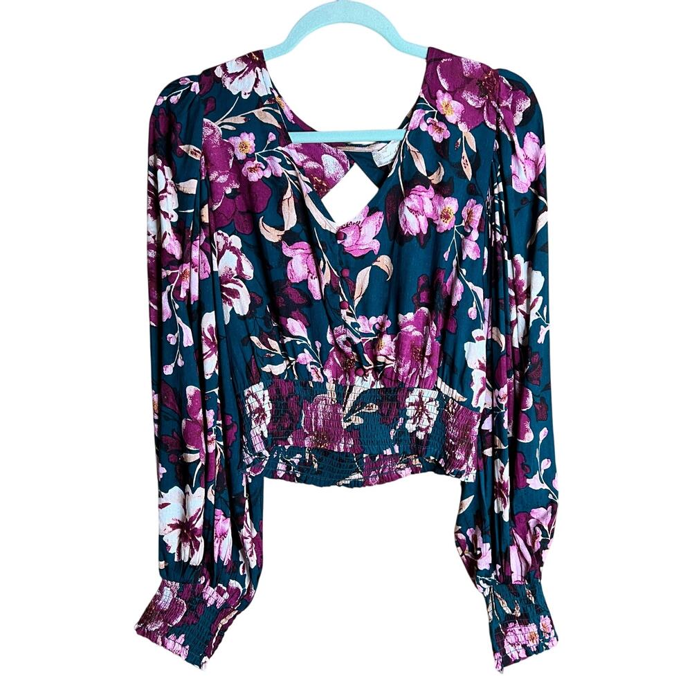 Band Of The Free - B.O.G Collective Green Floral Crop Top L NWT